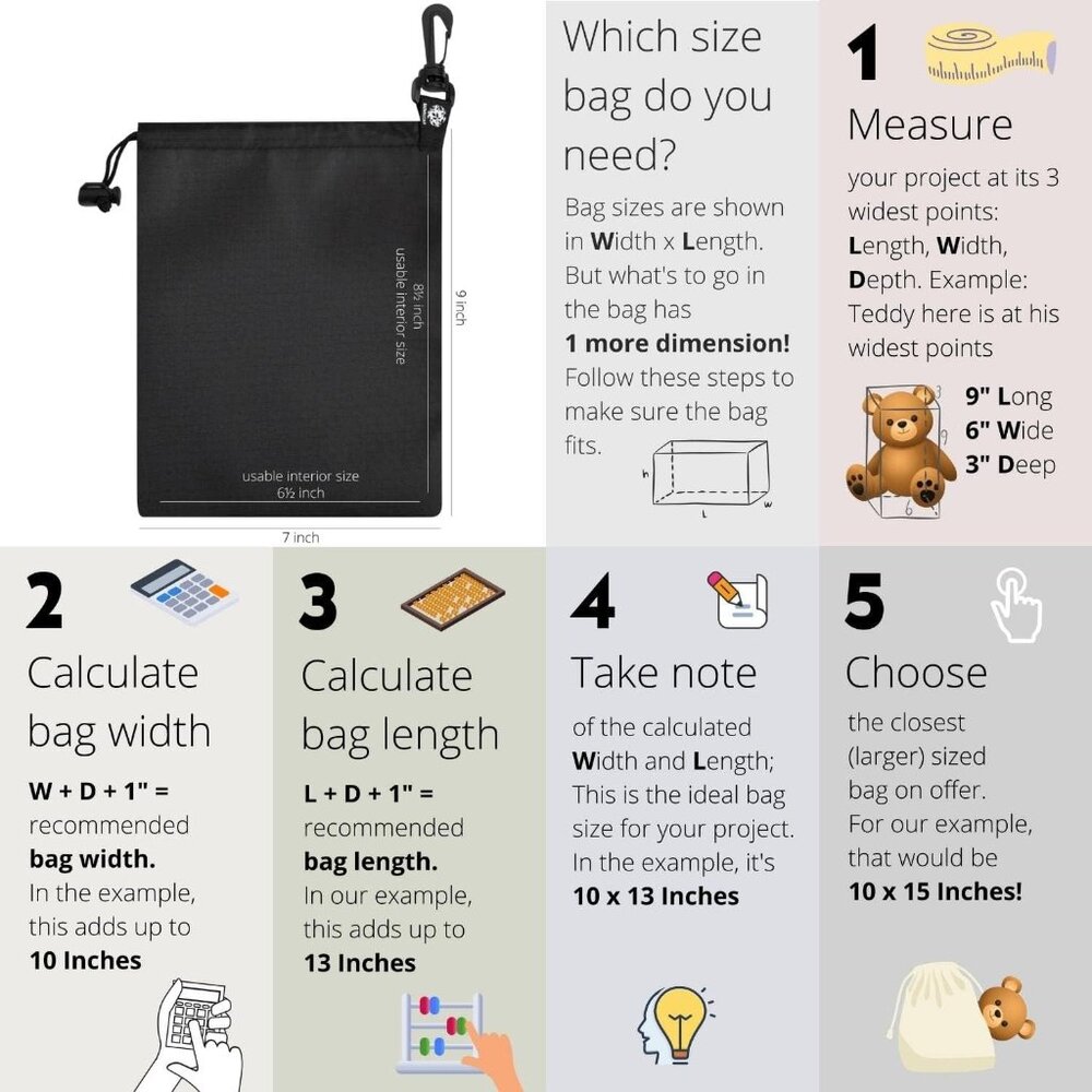 Multi-Functional Drawstring Bags - Set Of 5 Nylon… - image 5